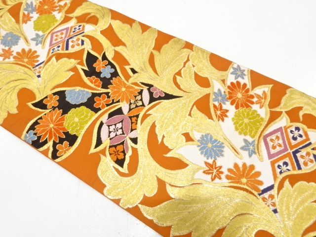 JAPANESE KIMONO / ANTIQUE FUKURO OBI / SILK / CLASSICAL PATTERN
